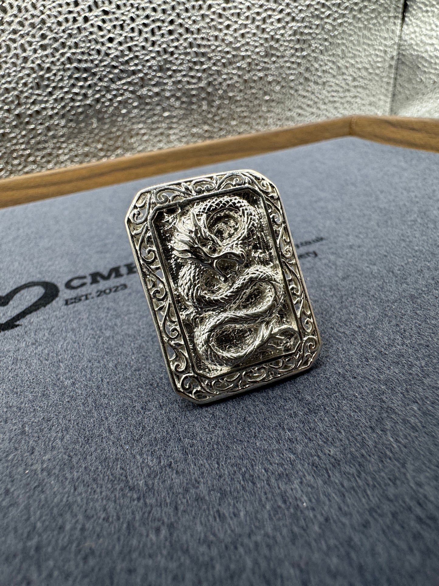Sterling Silver Dragon Signet Ring