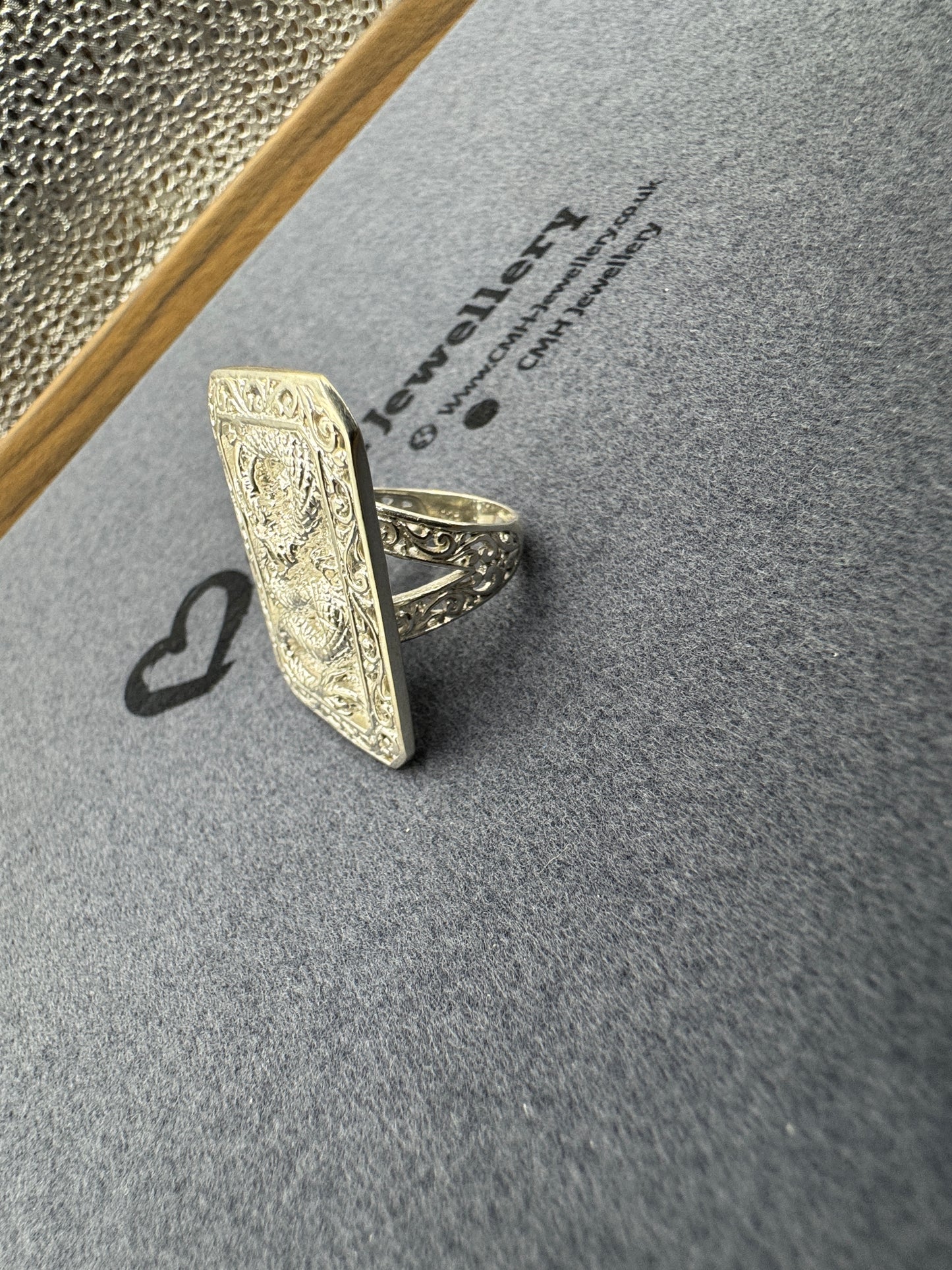 Sterling Silver Dragon Signet Ring