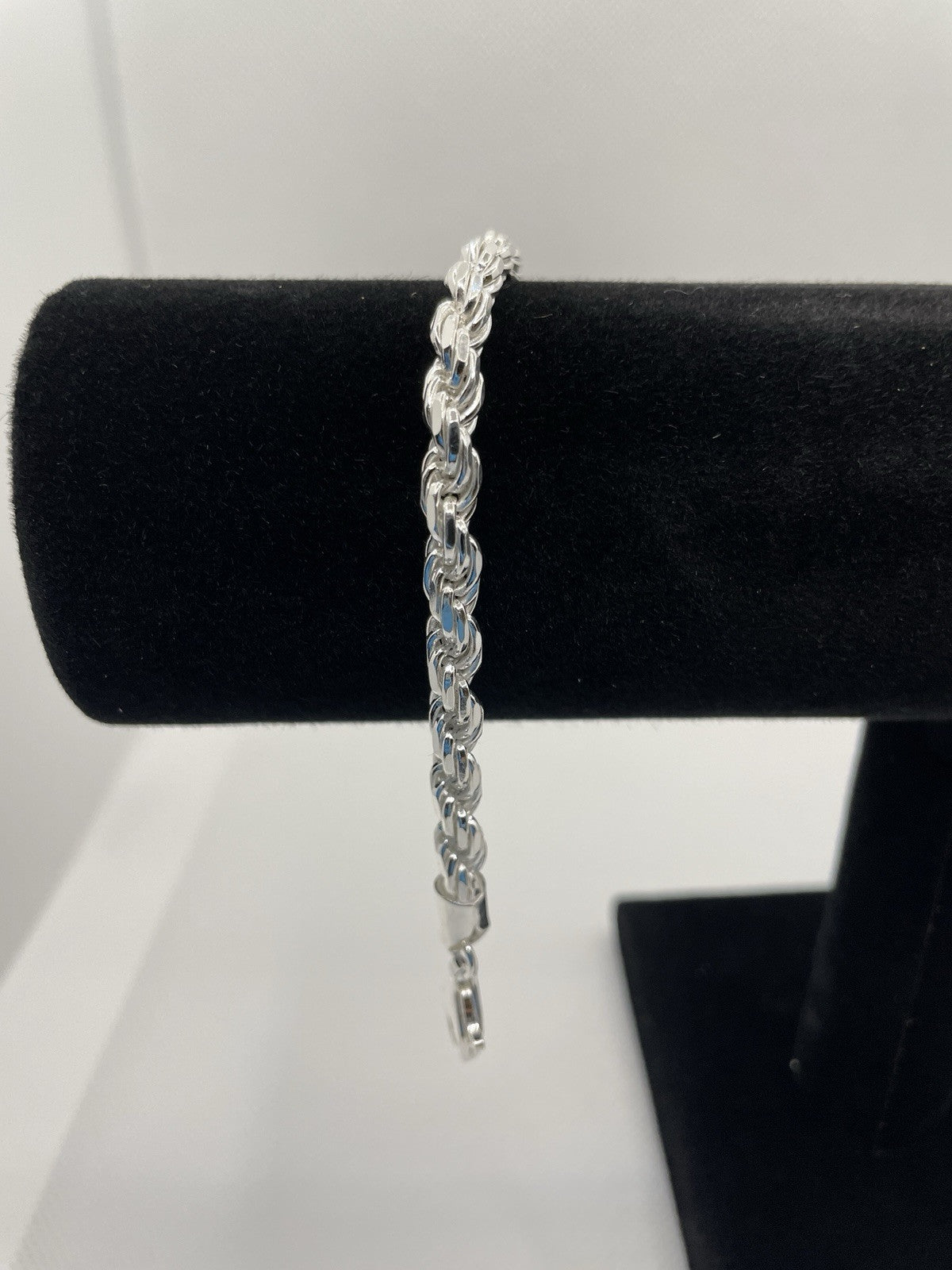 Sterling Silver Diamond Cut Rope Bracelet 6mm
