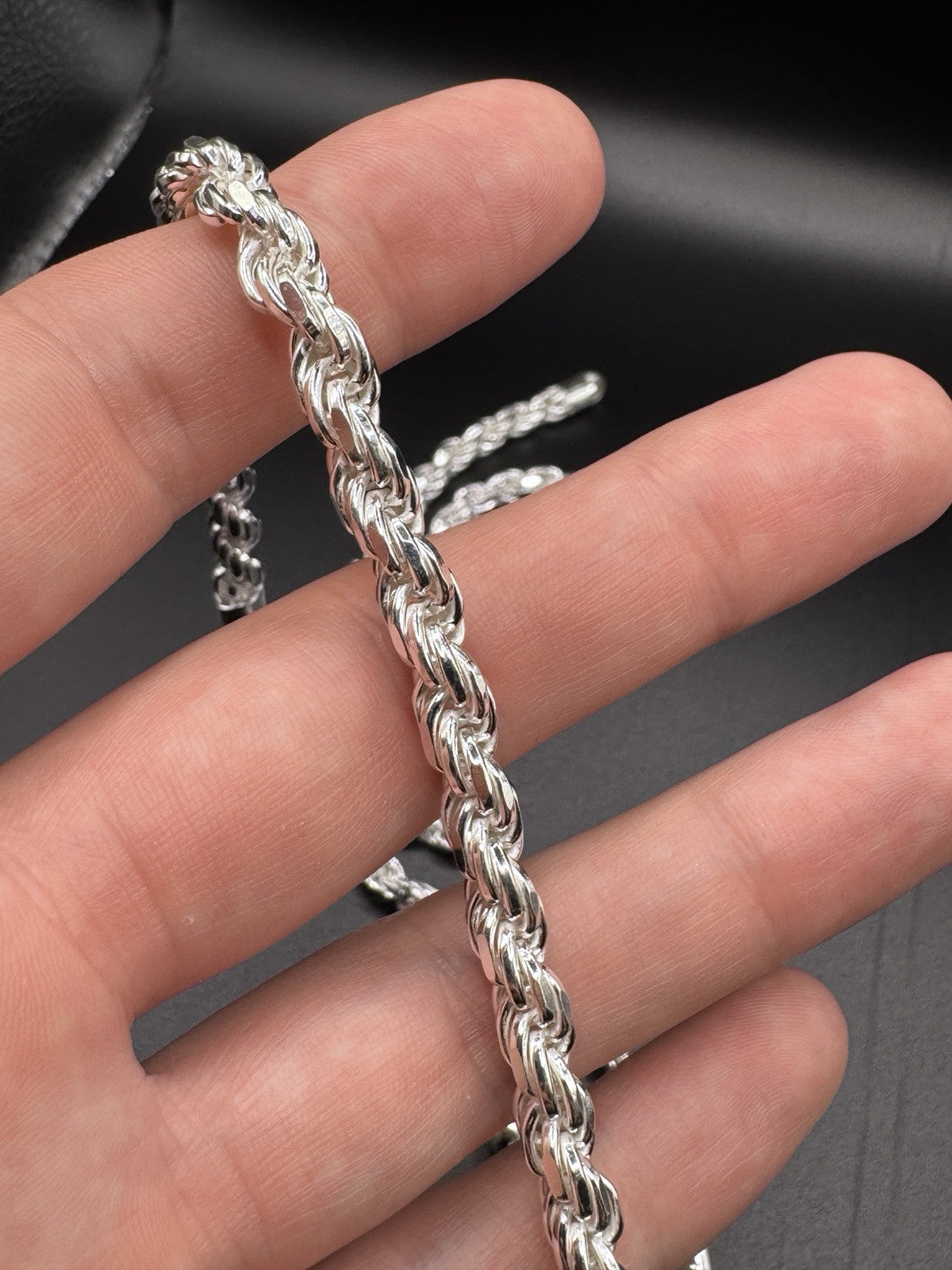 Sterling Silver Diamond Cut Rope Bracelet 6mm