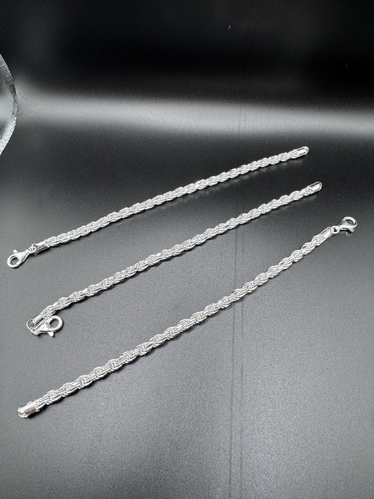 Sterling Silver Diamond Cut Rope Bracelet 6mm