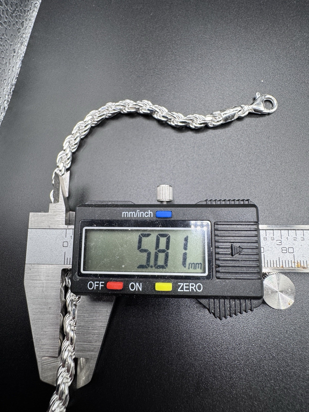 Sterling Silver Diamond Cut Rope Bracelet 6mm