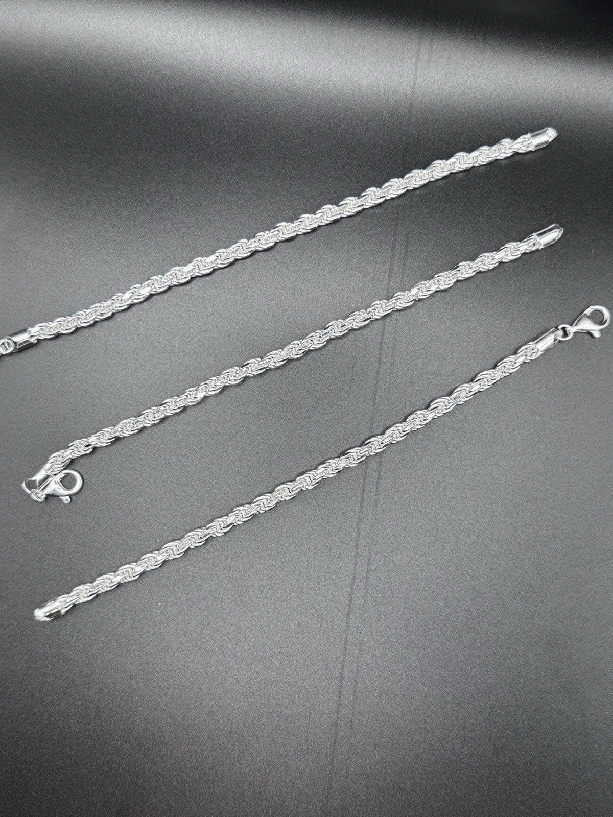 Sterling Silver Diamond Cut Rope Bracelet 6mm
